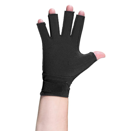 OTC Resting Splint Glove, 5 Finger Semi-Rigid Splints, Open Tips, Black, Right Hand, Large