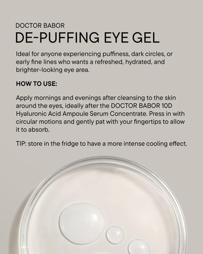 BABOR DOCTOR De-Puffing Eye Gel, Moisturising Eye Cream, Cooling Gel Texture, Anti-Wrinkle, Radiant Eye Area, Eye Care with Multimolecular Hyaluronic Acid, Vegan Formula, 15 ml