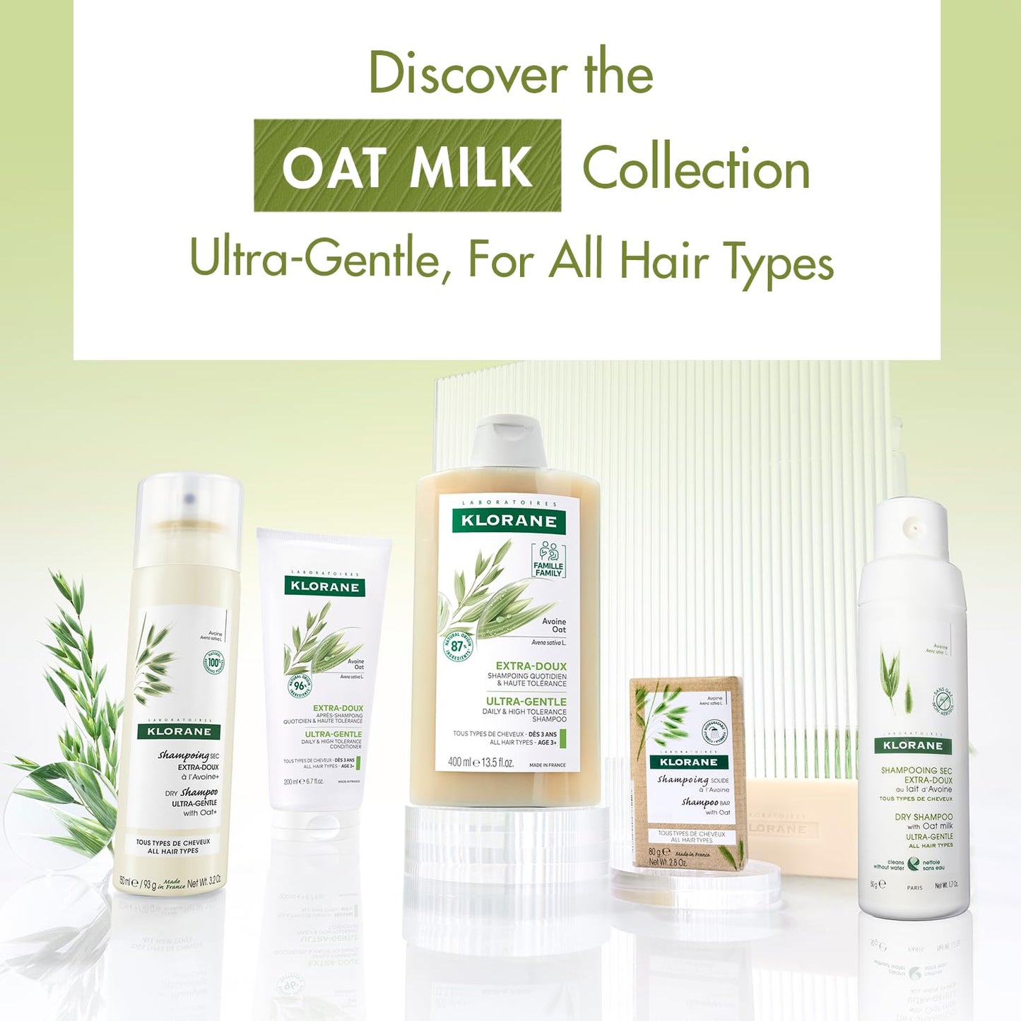 Klorane Ultra-Gentle Conditioner with Oat Milk, Suitable for the Entire Family, Paraben and Sulfate-Free