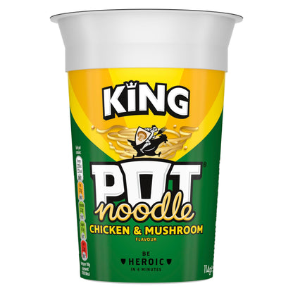 Pot Noodle Chicken & Mushroom King Pot Noodle instant vegetarian snack quick to make noodles 12x 114 g