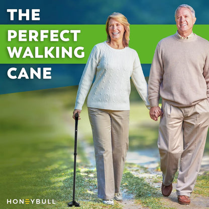HONEYBULL Walking Cane for Men & Women Foldable, Adjustable, Heavy Duty, Free Standing, All Terrain, Collapsible Walking Sticks for Seniors & Adults