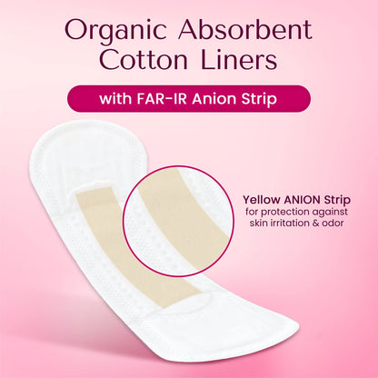 Genial Day - Cotton Panty Liners, Vegan & Non-Toxic Liners, for Women with Far-IR Anion Strip, Soft & Breathable, 6.1 Inches Long (Regular), 216 Liners, 9 Packs X 24