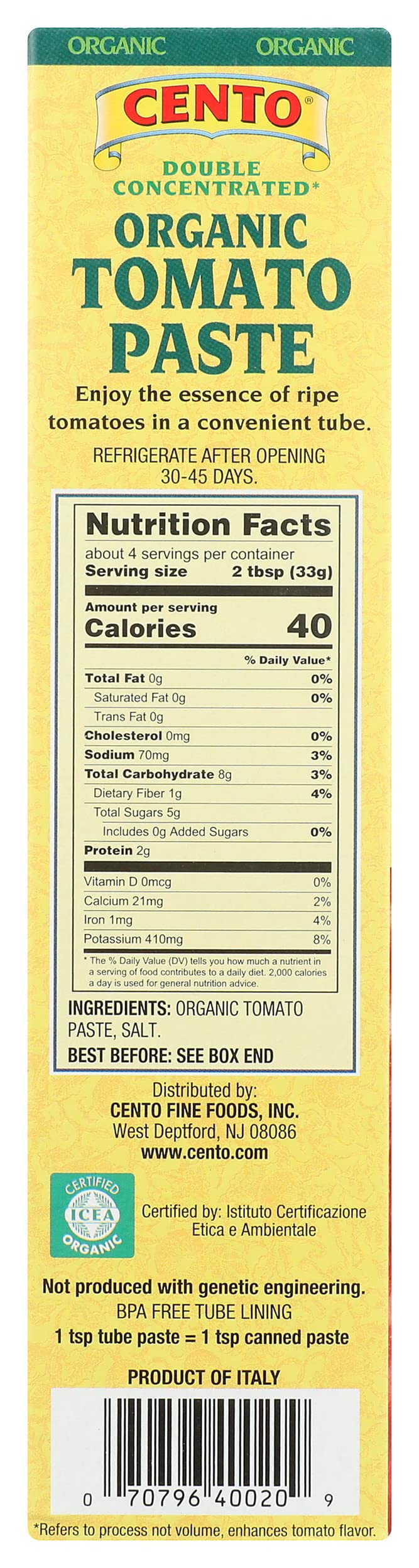 CENTO FOODS Tomato Paste, 4.56 OZ