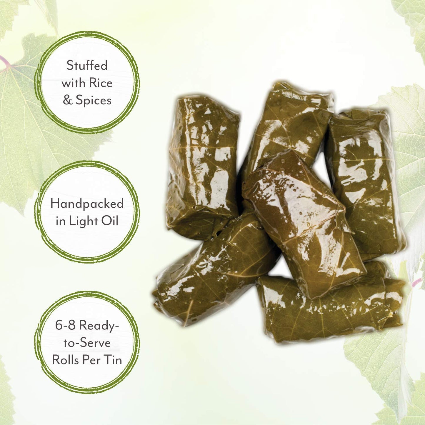 Roland Foods Canned Dolmas, Stuffed Vine Leaves with Rice and Spices, 14 Ounce (Pack of 6)