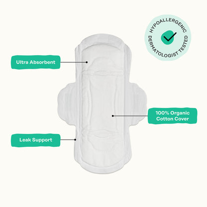 Honey Pot - Herbal Sanitary Pads for Women - Regular Flow w/Wings - Infused w/Essential Oils for Cooling Effect & Organic Cotton Cover – Medium Pack - Feminine Care - 32 ct