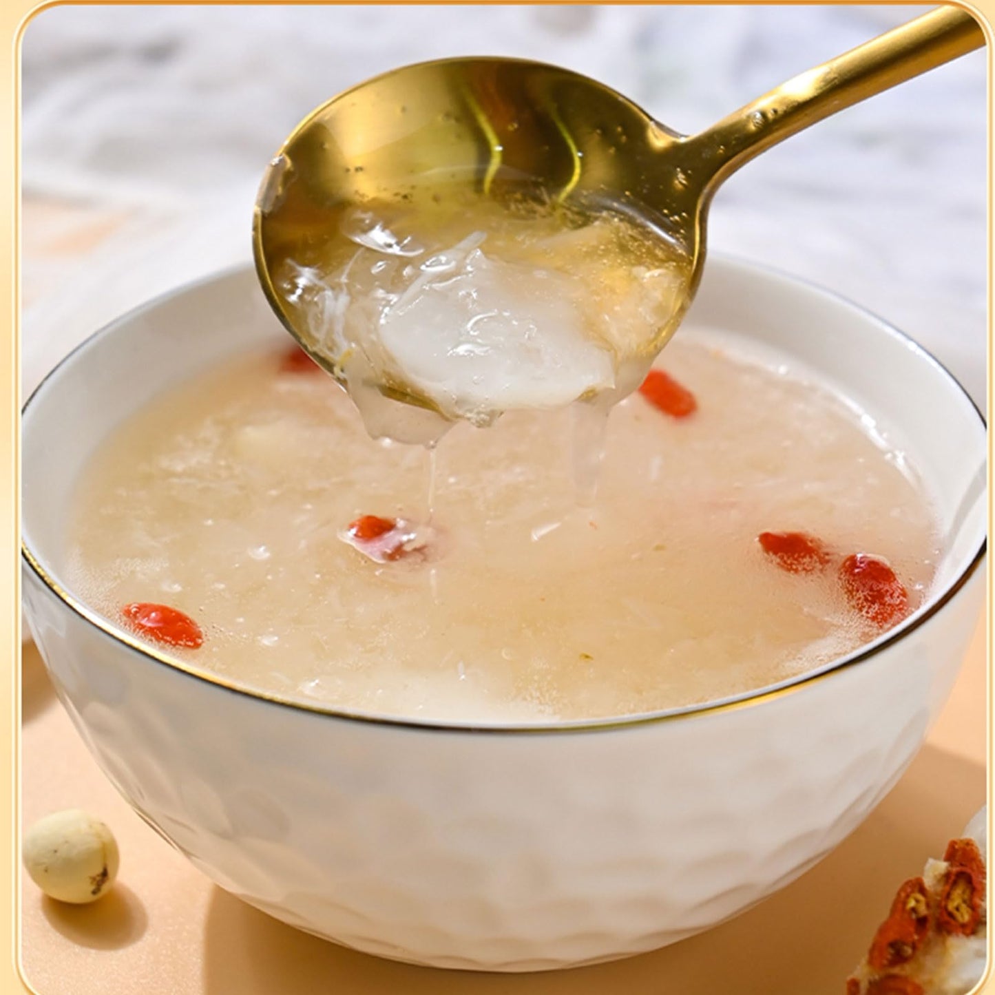 white fungus Starch Soup Powder 5.29 oz/150g (15g * 10 bags/bag) Freeze dried Tremella soup, instant breakfast Congee, Chinese Dessert breakfast drink