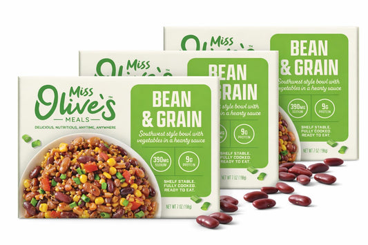 Miss Olive’s Southwest Style Bean & Grain Bowl, Lower Sodium Microwavable Ready Meal, Plant-Based Ingredients, 7 oz Bowls (Pack of 3)