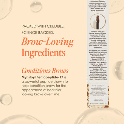 Grande Cosmetics GrandeBROW-FILL Volumizing Brow Gel, Tinted or Clear Eyebrow Mascara, Soft Flexible Hold, Water Resistant