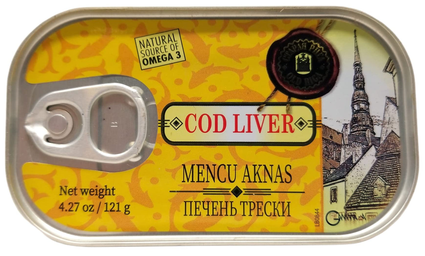 Old Riga Cod Liver Canned in Own Oil 4.27 Oz Natural Source of Omega-3, Rich in Vitamins A&D | From Fresh Norway Cod| Keto Friendly (Pack of 12)