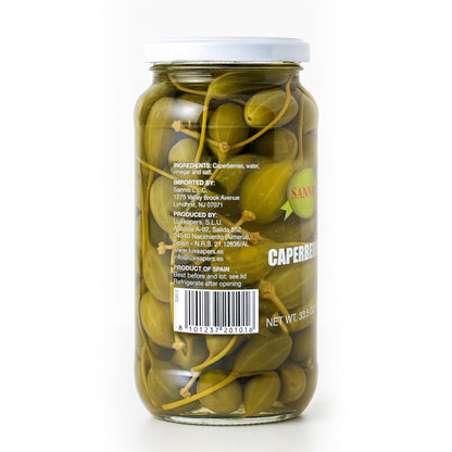 Sanniti Spanish Caperberries (Caper Berries) in Vinegar and Salt Brine - 33.5 oz