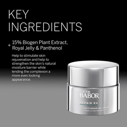 BABOR DOCTOR Repair Rx Ultimate Repair Gel-Cream, Lightweight Fast Acting Daily Moisturizer, Strengthen Skin & Improve Tone, Safe for Sensitive Skin, 1.7 oz