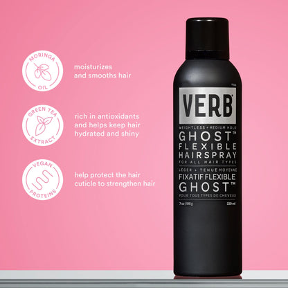 VERB Ghost Flexible Hairspray - Weightless Medium Hold - Infused with Moringa Oil - Anti-Frizz + Promotes Radiant Shine – for All Hair Types