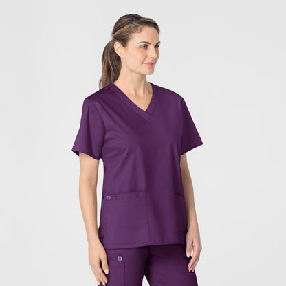 WonderWink Women's Wonderwork V-Neck Scrub Top, Eggplant, 3X-Large