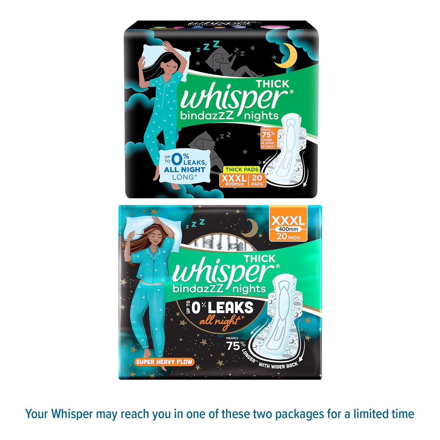 Whisper Ultra Night Sanitary Pads for Women, XXXL 20 Napkins
