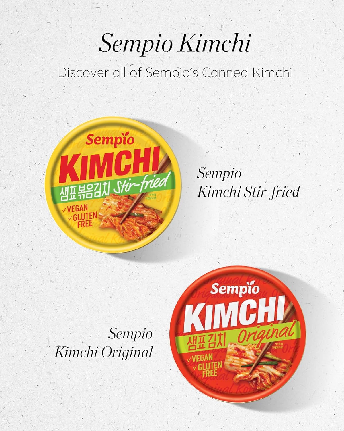SEMPIO Canned Kimchi Original – Ready-to-Eat Traditional Korean Spicy Fermented Napa Cabbage for Rice Bowls, Ramen, Eggs, Bibimbap, Grilled Meats (Pack of 1/5.64oz / 160g, Vegan, Gluten-Free)