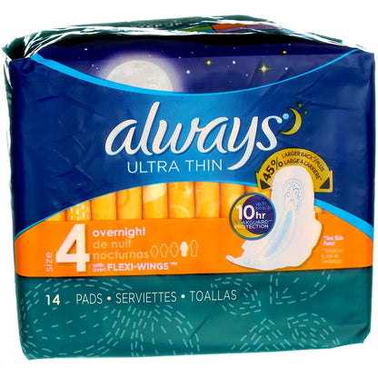 Always Ultra Thin Pads with flex wings , 14 count pack