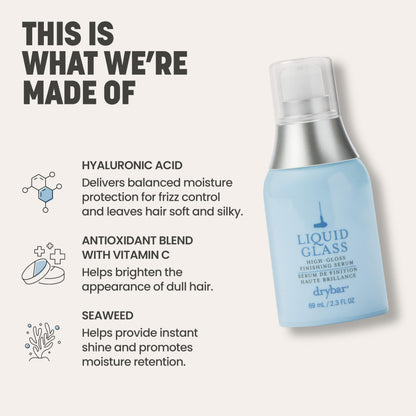 Drybar Liquid Glass High-Gloss Finishing Serum | Use Post-Blowout to Reduces Frizz, Tames Flyaways, and Provides Weightless Hydration to Hair while Adding Shine, Vegan & Cruelty-Free