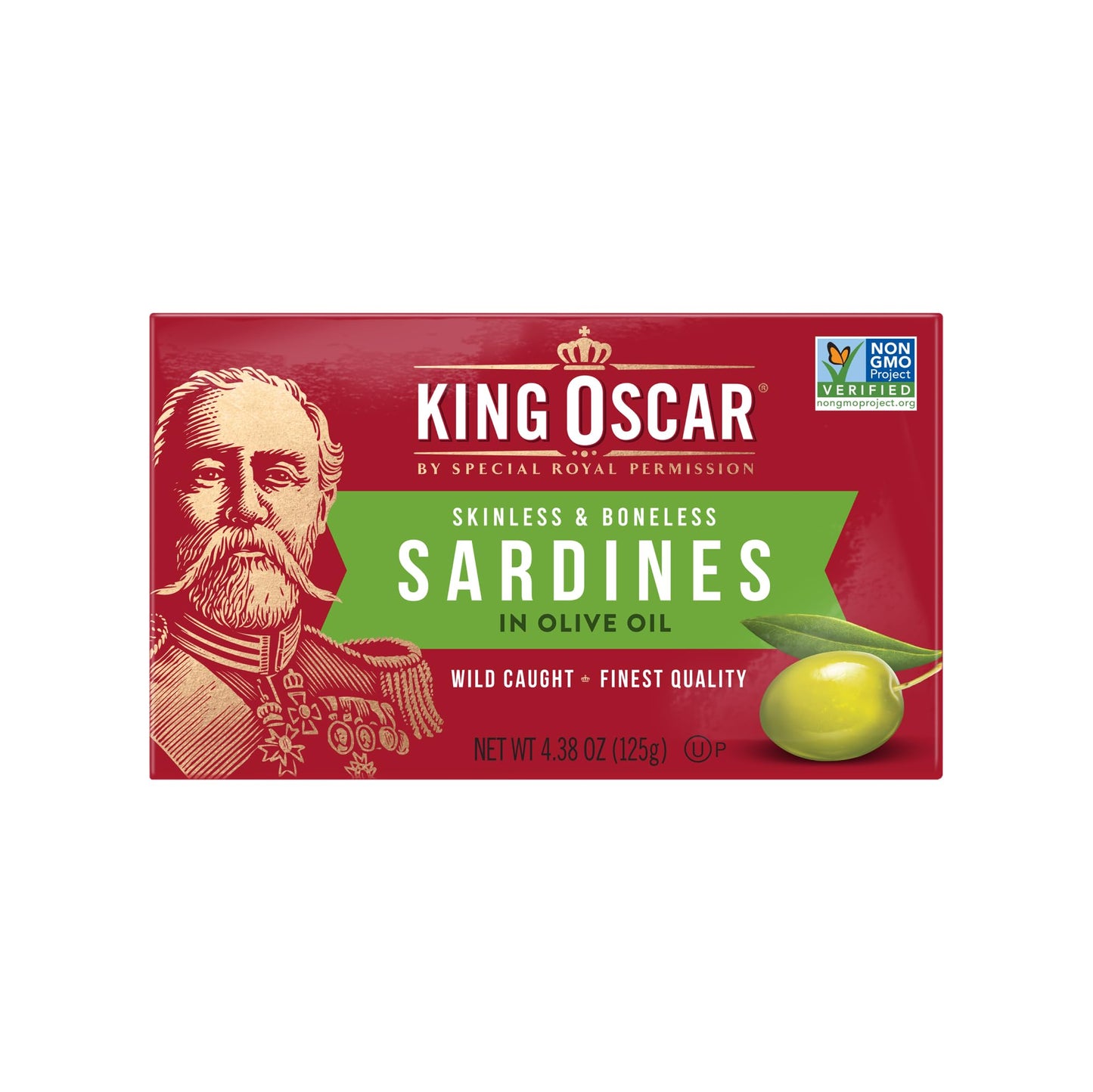 King Oscar Sardines in Olive Oil, 4.38 Ounce Cans (Pack of 12, Packaging May Vary), Skinless & Boneless, Wild Caught Canned Sardines