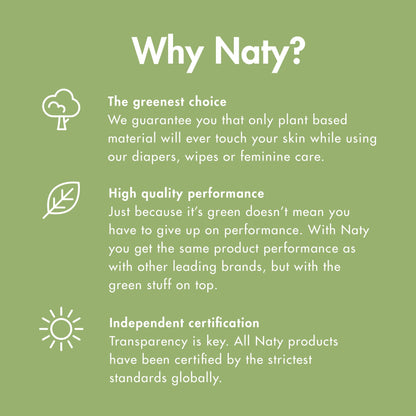 Naty Sanitary Pads Night – Plantbased and Absorbent Pads for Women, Organic Cotton Menstrual Product, Better for Feminine Health (10 Count)