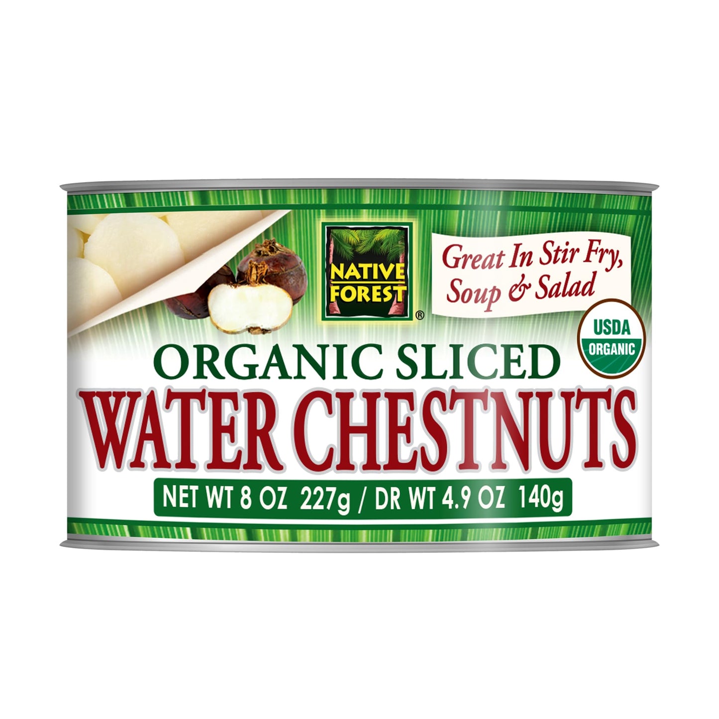 Native Forest Organic Sliced Water Chestnuts - Water Chestnuts Sliced Canned Organic, Water Chestnuts Canned, USDA Organic - 8 Ounce (Pack of 6)
