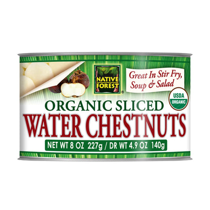 Native Forest Organic Sliced Water Chestnuts - Water Chestnuts Sliced Canned Organic, Water Chestnuts Canned, USDA Organic - 8 Ounce (Pack of 6)