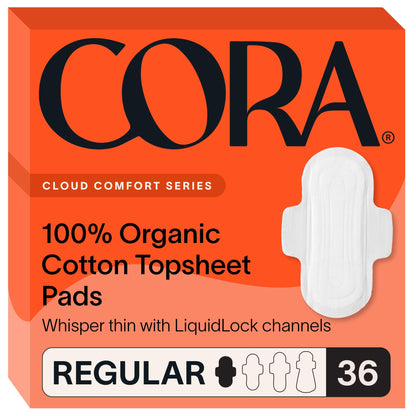 Cora Organic Cotton Feminine Care Bundle | 236 Micro Thin Daily Panty Liners and 36 Ultra Thin Regular Absorbency Period Pads with Wings | Unscented