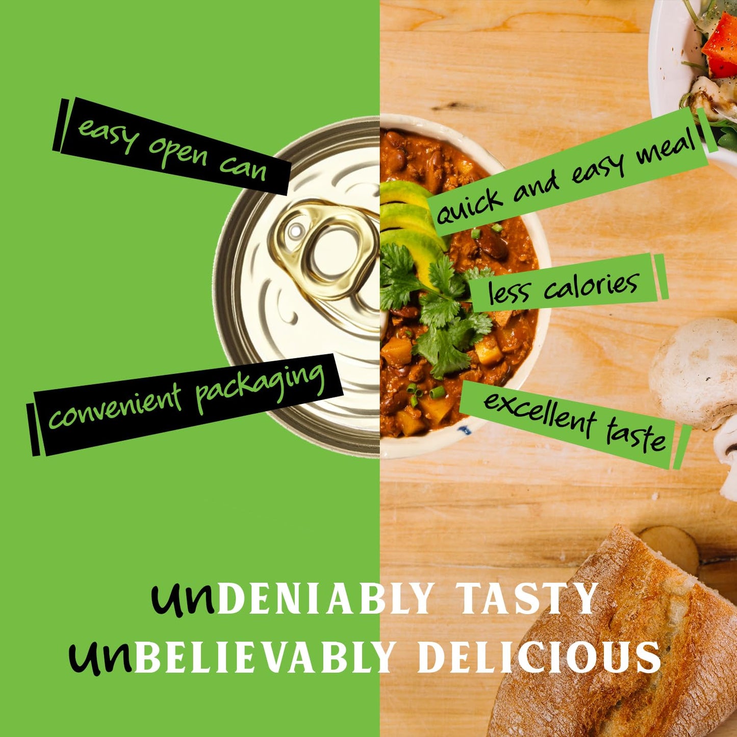 unMEAT Plant Based Meat | Easy to Prepare Plant Based Protein | Vegan Meat with Less Calories, Chili with Beans, 12 pack
