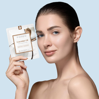 FOREO Coconut Oil Nourishing Sheet Mask for Dehydrated Skin, 3 pack, Deeply Moisturizing Clean Formula, Cruelty-free, Compatible with UFO devices
