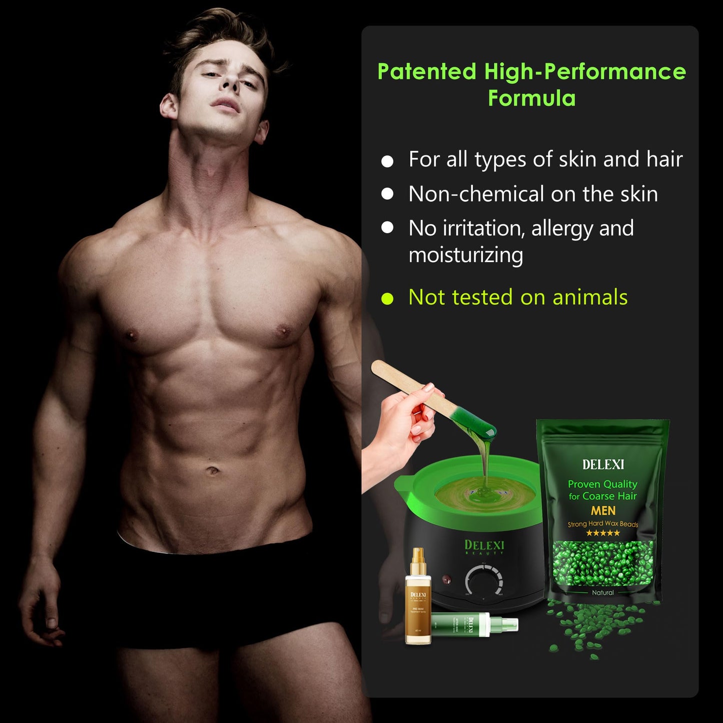 Men’s Waxing Kit for Coarse Back & Chest Hair – New Heavy-Duty Edition – Home Waxing System for Couples & Male Grooming – Includes Analog Warmer & Precision Tools for Beard & Brows
