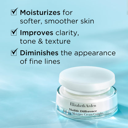 Elizabeth Arden Visible Difference Refining Moisture Cream Complex, Daily Face Moisturizer, Prevents Hydration Loss, Dermatologist and Clinically Tested, 2.5 Oz