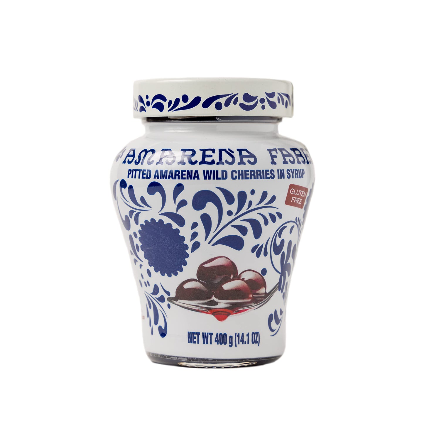 Amarena Fabbri Wild Cherries in Syrup, Gluten Free, Non GMO, Vegan, 400 grams (14oz)