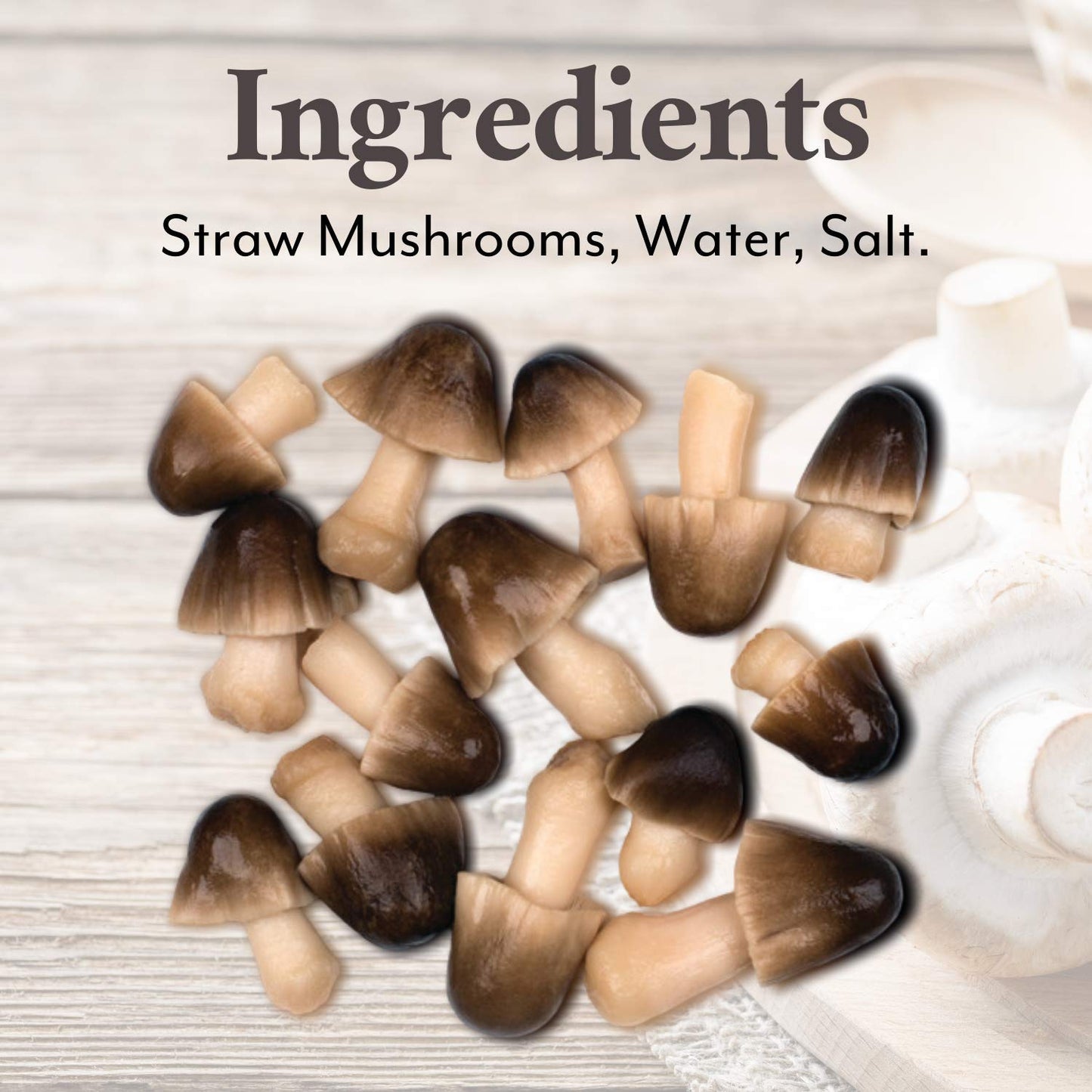 Roland Foods Whole Peeled Straw Mushrooms, Specialty Imported Food, 15 Ounce Can, Pack of 8