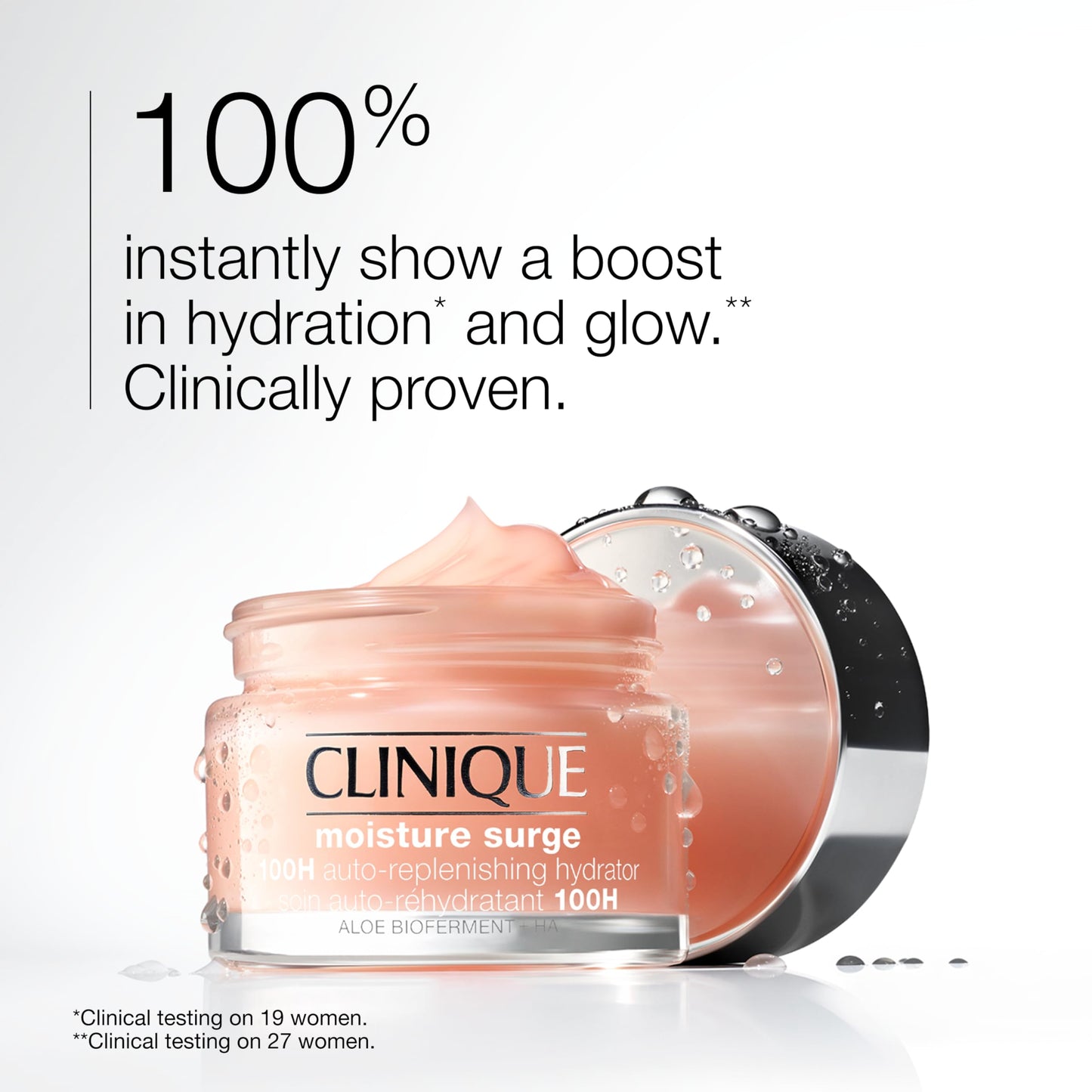 Clinique Moisture Surge 100H Auto-Replenishing Hydrator Oil Free Face Moisturizer | With Hyaluronic Acid, Aloe Bioferment and Vitamins C + E | For All Skin Types | Hydrating + Moisturizing