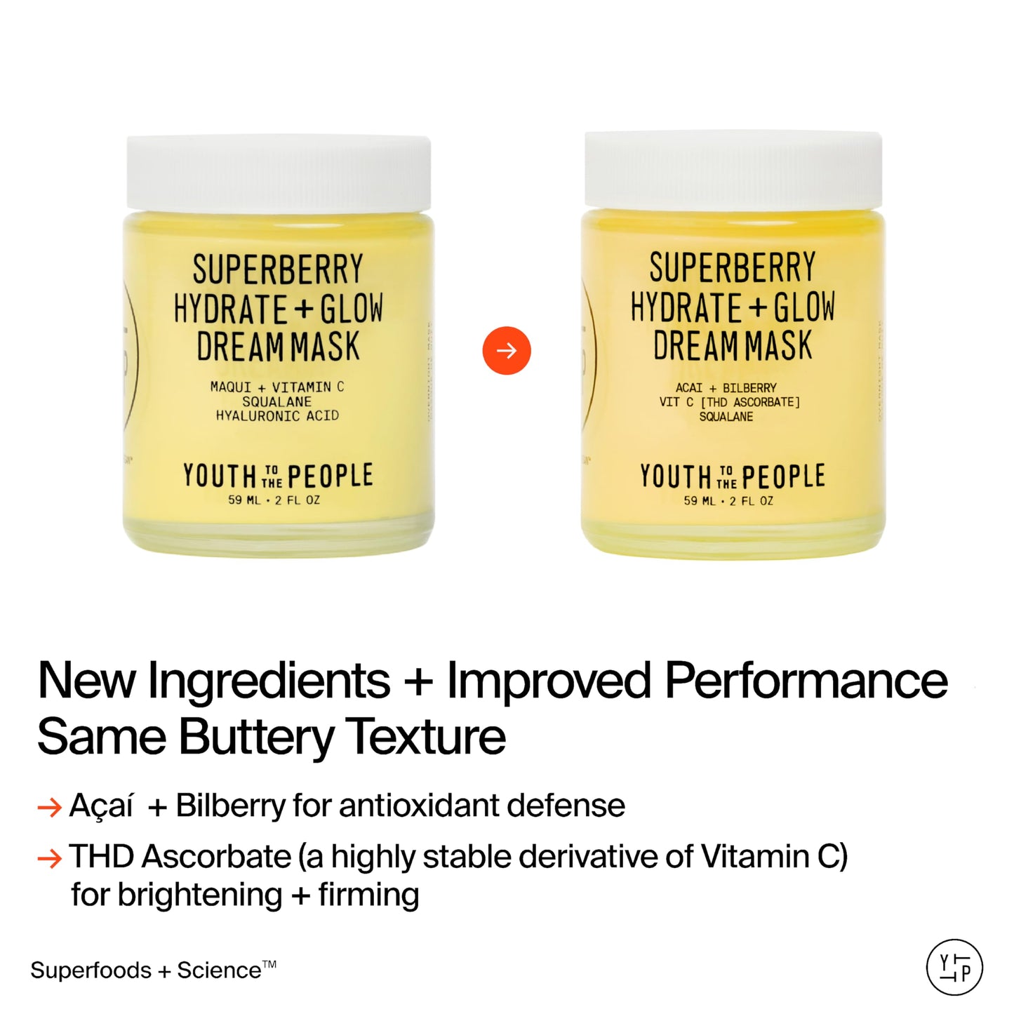 Youth To The People Superberry Dream Mask - Hyaluronic Acid + Vitamin C Face Moisturizer + Overnight Facial Mask, Hydrates + Plumps + Brightens Skin, Evens Skin Tone, For Dry + Dull Skin, Non-Greasy