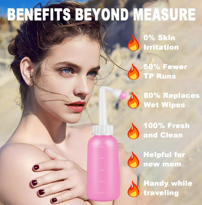 500ml/17oz Internal Cleaning External Cleaning Premium Peri Bottle for Postpartum Care Upside Down Peri Bottle, Portable Bidet for Perineal Recovery and Cleansing Birth Pink