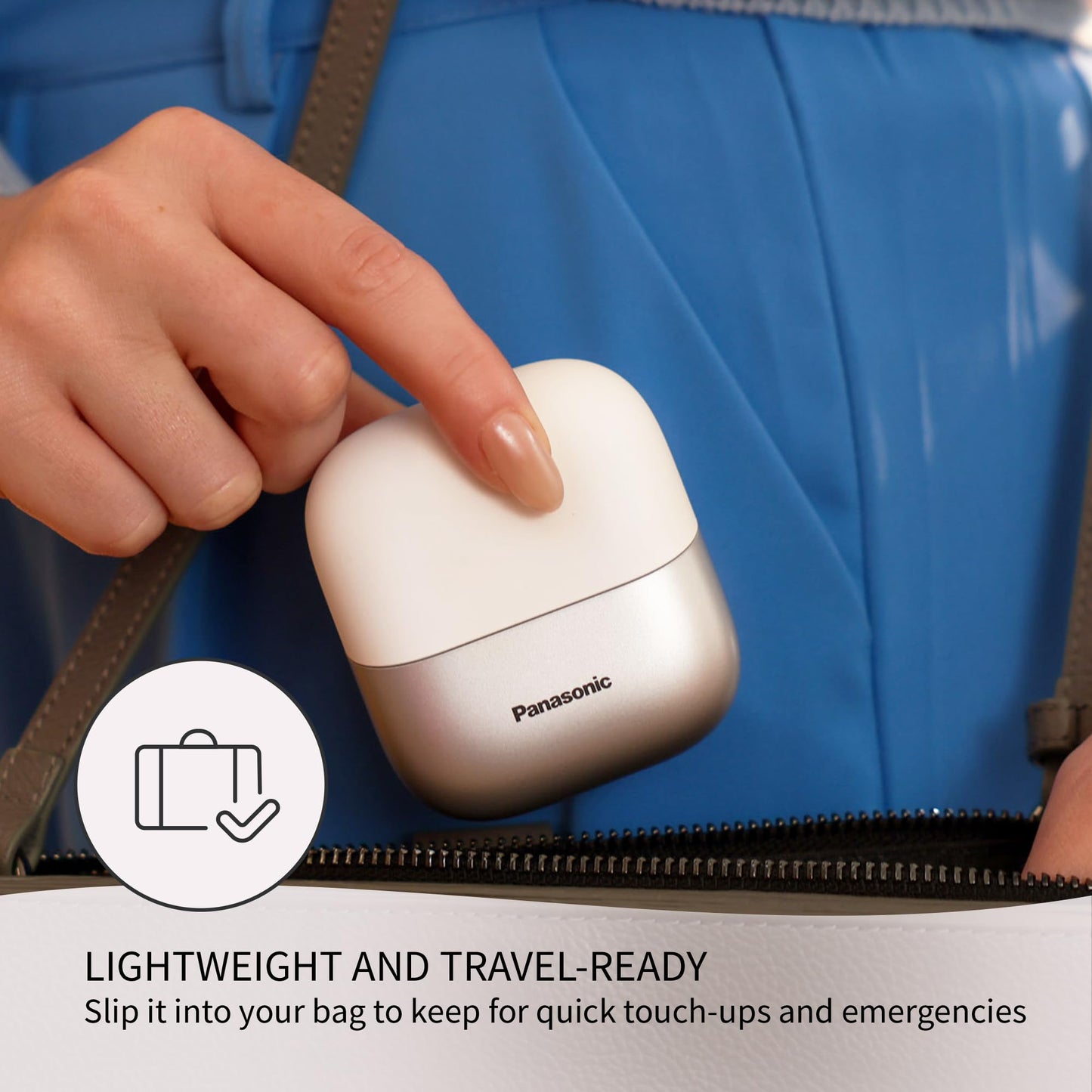 Panasonic Swipe Right Travel Shaver for Women, Portable Electric Razor with USB-C Charging, 3-Blade Cutting System for Dry or Wet Use, White/Silver - ES-CM3A-W