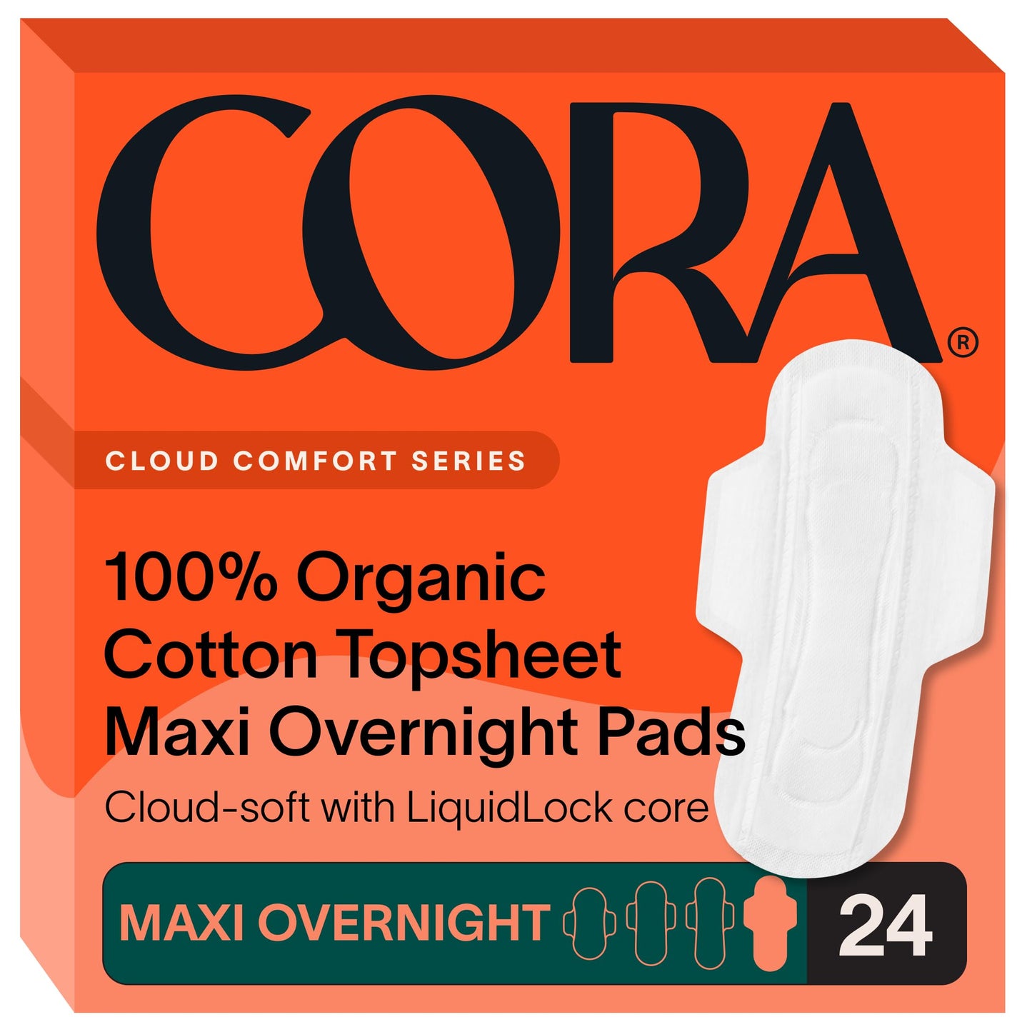 Cora Organic Feminine Care | 36 Long No Wings Liners and 24 Regular Pads | Ultra-Absorbent, Unscented, Natural, Non-Toxic | Bundle Pack