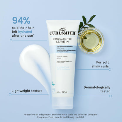 CURLSMITH Fragrance-Free Leave In Conditioner, Hydrating Deep Conditioner with Lightweight Texture for Soft, Defined Curls (8 oz)