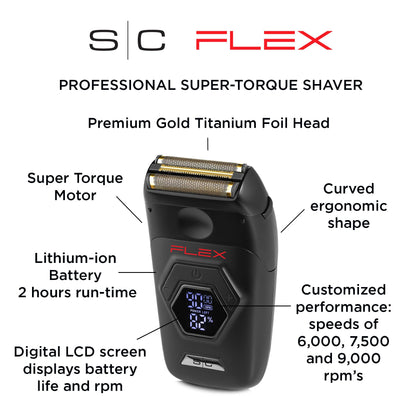 StyleCraft Flex Foil Shaver Professional Super-Torque Motor, Digital LCD Display with Micro-Trimmer Blade