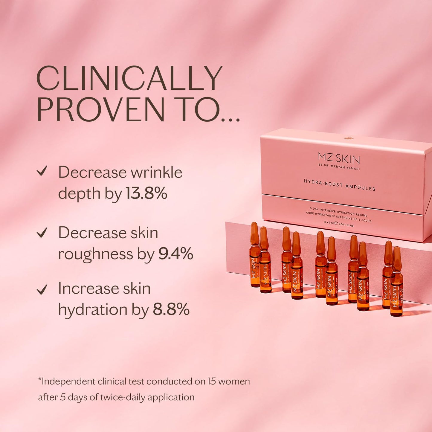MZ SKIN Hydra-Boost Ampoules 10-Pack Set | 5-Day Intensive Hydration Treatment for Plumping and Firming, With Hyaluronic Acid For Hydration, Allantoin, Ceramides and Squalane