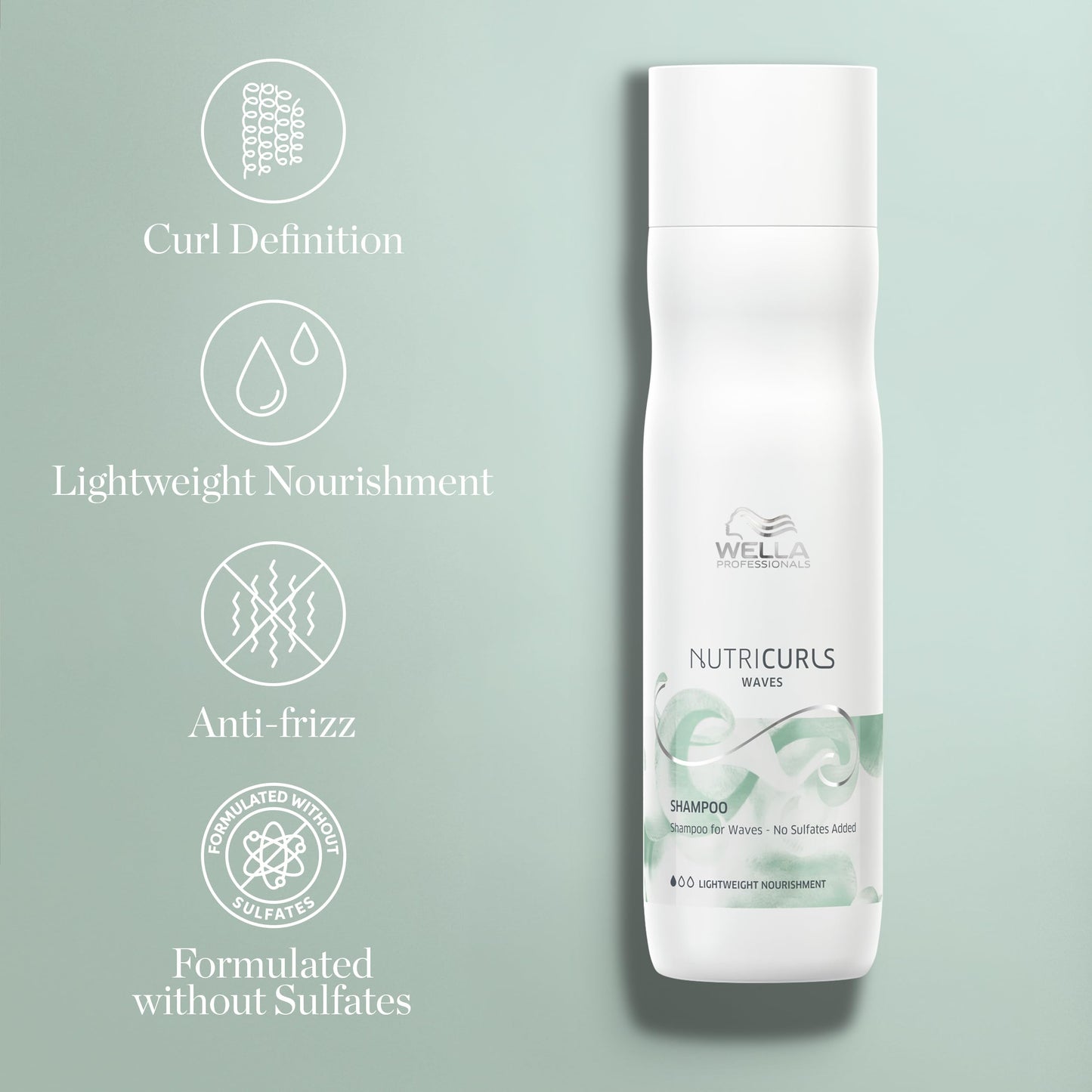 WELLA PROFESSIONALS Nutricurls Shampoo for Waves Formulated with Nourish-In Complex Nourish and Define Without Sulfates
