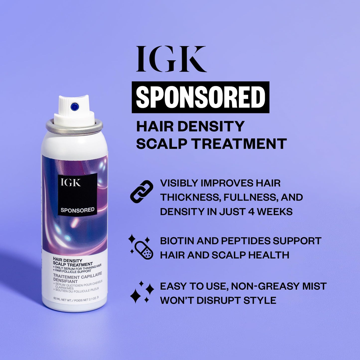 IGK Sponsored - Scalp Treatment for Hair Growth – Hair Thickening Serum for Women – Promotes Fuller, Thicker Hair – Scalp Serum for Hair Density and Thinning - 2.1oz