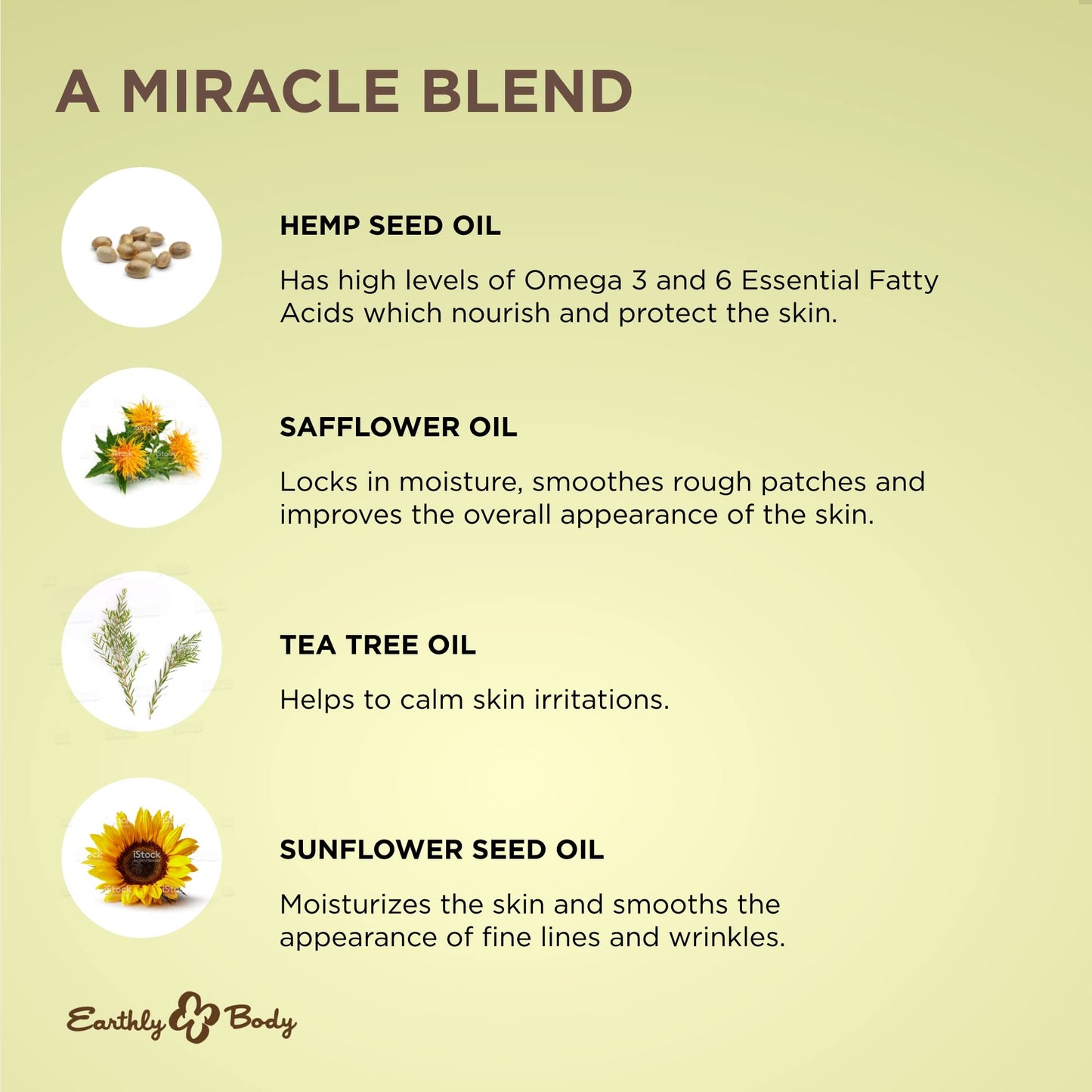 Earthly Body Miracle Oil Tea Tree Creme, 4 oz. - Tea Tree, Hemp Seed, Safflower & Sunflower Seed Oils - Nourish & Protect Skin, Smooth Rough Patches, Calm Irritation - 100% Vegan, Cruelty-Free