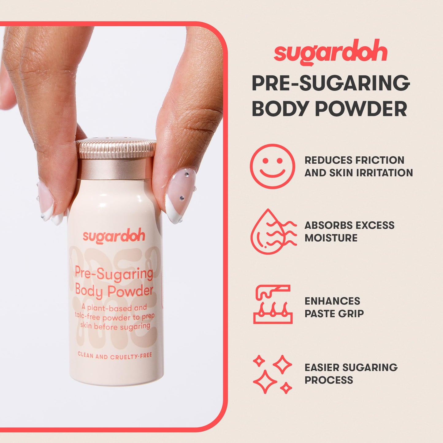 Sugardoh Pre-Wax Body Powder - Plant-Based & Talc-Free, Handmade Skin Prep Powder for Sugar Waxing Kit for Women - Pre-Sugaring Preparation to Absorb Moisture & Oil for Easy Hair Removal - 0.75 oz