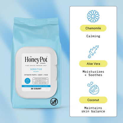 The Honey Pot Company - Sensitive Skin Ritual - Feminine Care Wash & Wipes and Body Wash for Women