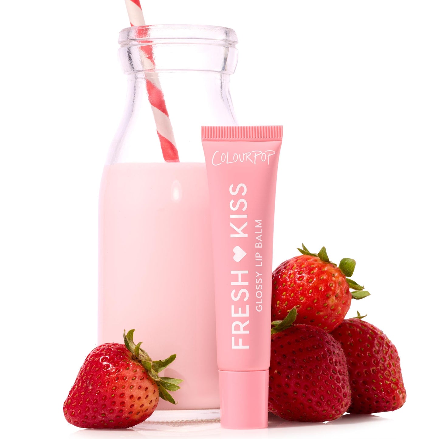 ColourPop Fresh Kiss Glossy Lip Balm - Hydrating Lip Care Enriched with Peptides, Hyaluronic Acid, Shea Butter & Vitamin E for an Ultra-Cushiony Formula - Strawberry Milk (0.49 oz)