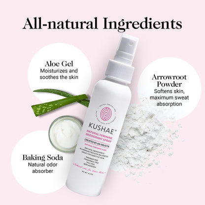Kushae Feminine Hygiene Care Bundle - 2-in-1 Gentle Foaming Wash to Balance pH & Maintain Freshness - Feminine Deodorant Spray for Odor Protection - OB/GYN Made, All-Natural, Made in USA