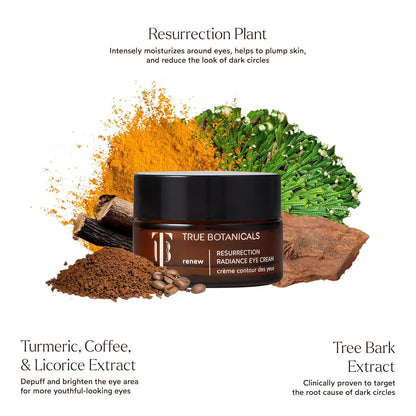 True Botanicals Resurrection Radiance Brightening Eye Cream | Reduces Appearance of Dark Circles, Fine Lines, Wrinkles & Puffiness | Dermatologist Tested, All Natural, Vegan| 0.5 oz | 15 ml
