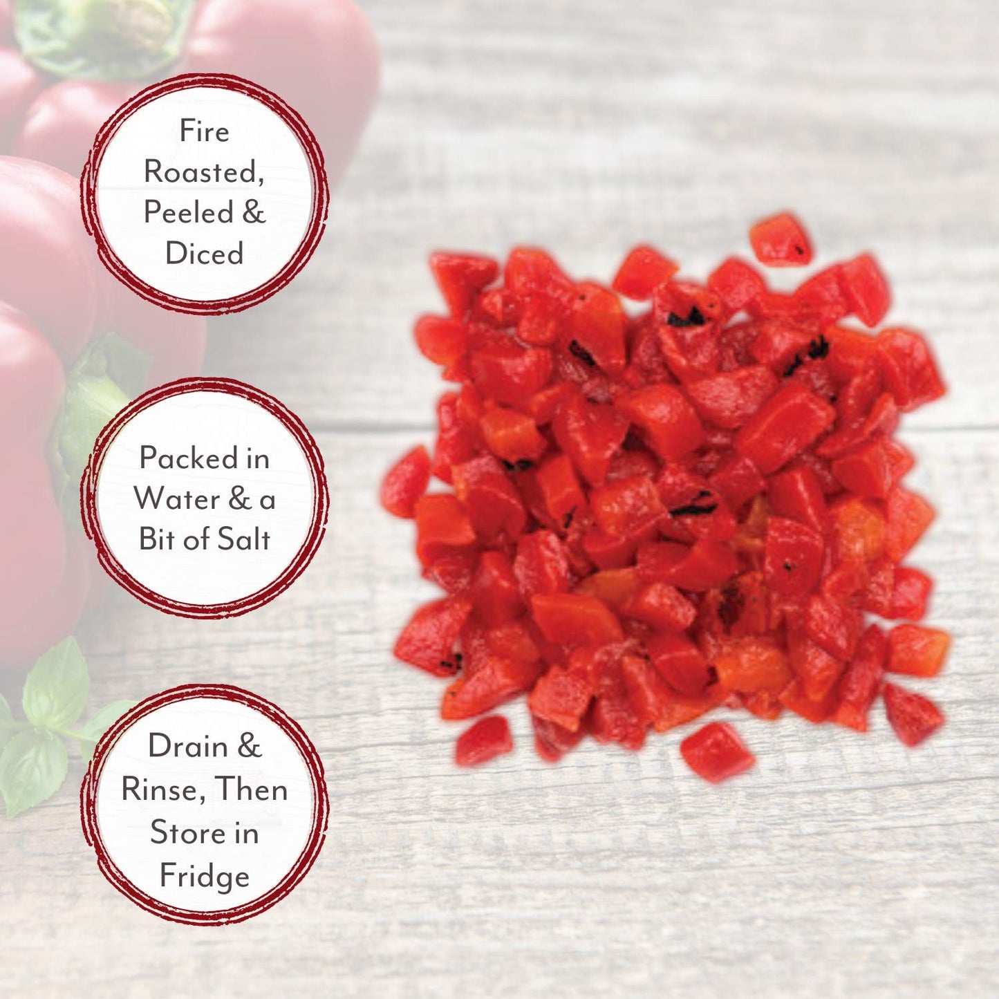 Roland Foods Diced Fire Roasted Red Peppers, 28 Ounce Can, Pack of 4