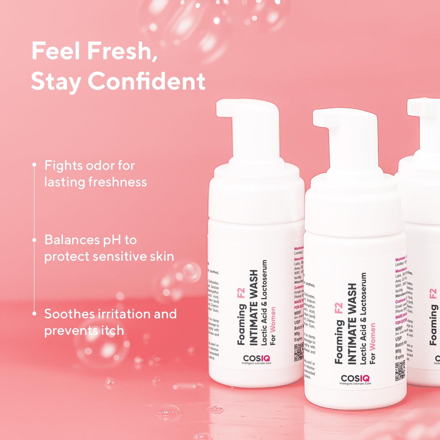 Cos-IQ Brightening Intimate Wash for Women, 100ml | Hygiene Wash with Lactic Acid & Lactoserum | Vaginal Wash, Prevents Itching, Irritation & Dryness, Suitable for All Skin Types